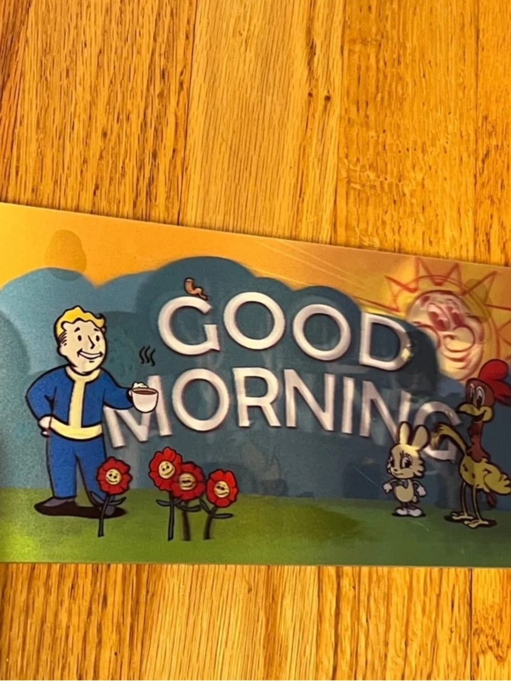 Vault Boy 'Good Morning' Blue Decorative Home Accent Art Print